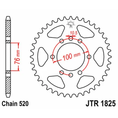 Kép: JT SPROCKETS Acél Standard Hátsó Láncszerkezet 1825 520