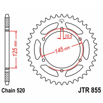 Kép: JT SPROCKETS Acél Standard Hátsó Láncsor 855 520