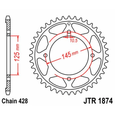 Kép: JT SPROCKETS Acél Standard Hátsó Láncszem 1874 428
