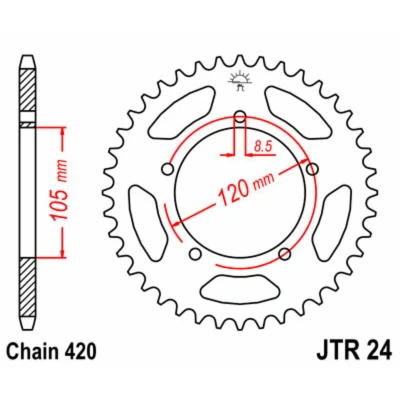 Kép: JT SPROCKETS Acél Standard Hátsó Láncszerkezet 24 420