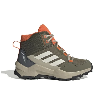 Kép: Adidas Terrex AX4R MID Hiking Túracipők gyerekeknek, Méret: 35, Olive strata/wonder white/semi impact orange Textil/szintetikus anyagok