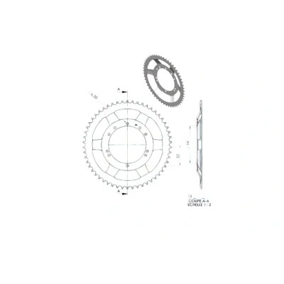 Kép: Hátsó lánckerék 54 fog MBK 40/50 (94 mm átmérő)