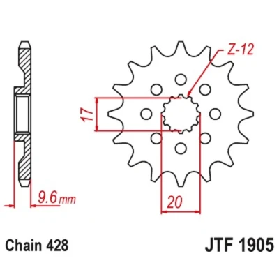 Kép: JT SPROCKETS Acél Standard Első Láncszem 1905 428