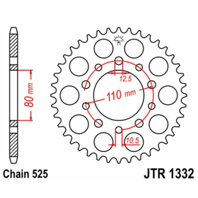 Kép: JT SPROCKETS Acél Standard Hátsó Láncsor 1332 525