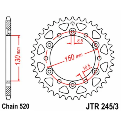 Kép: JT SPROCKETS Acél Standard Hátsó Láncszem 245/3 520