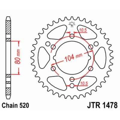Kép: JT SPROCKETS Acél Standard Hátsó Láncszerkezet 1478 520