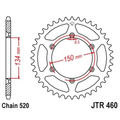 Kép: JT SPROCKETS Acél Öntisztító Hátsó Láncszerkezet 460 520