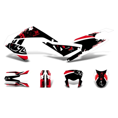 Kép: matrica / készlet fekete fehér piros fényes Aprilia RX50 2018 Euro4 hez
