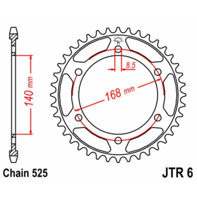 Kép: JT SPROCKETS Acél Standard Hátsó Láncsor 6 525