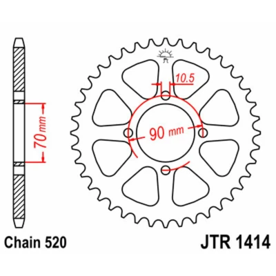 Kép: JT SPROCKETS acél standard hátsó lánckerék 1414 520