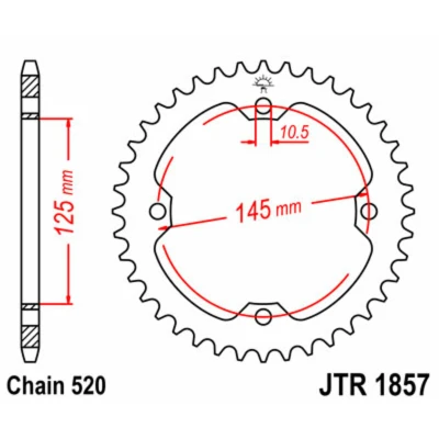 Kép: JT SPROCKETS Acél Standard Hátsó Láncszerkezet 1857 520