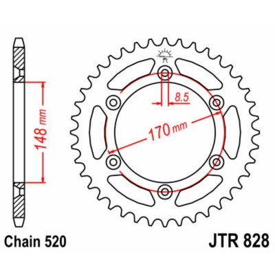 Kép: JT SPROCKETS Acél Standard Hátsó Láncsor 828 520