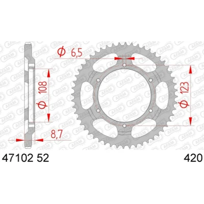 Kép: AFAM hátsó lánckerék 52 fog 420 as lánchoz MBK X Limit 92, Yamaha DT, FS1, Chappy, RD