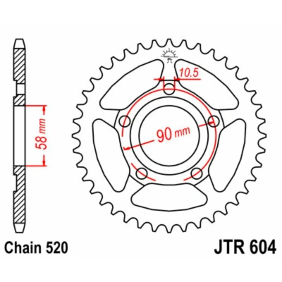 Kép: JT SPROCKETS Acél Standard Hátsó Láncsor 604 520