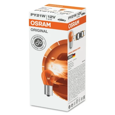 Kép: Izzó PY21W 12V 21W BAU15S eltolt csapok Osram narancs