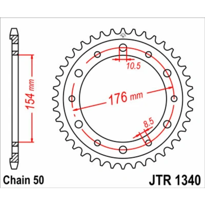 Kép: JT SPROCKETS Acél Standard Hátsó Láncszerkezet 1340 530