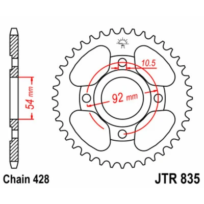 Kép: JT SPROCKETS Acél Standard Hátsó Láncsor 835 428