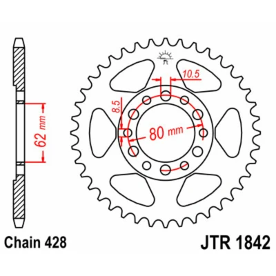 Kép: JT SPROCKETS Acél Standard Hátsó Láncszem 1842 428