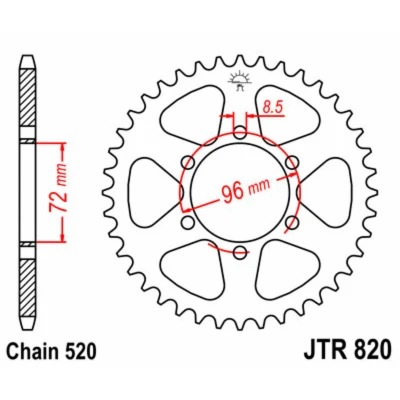 Kép: JT SPROCKETS Acél Standard Hátsó Láncsor 820 520
