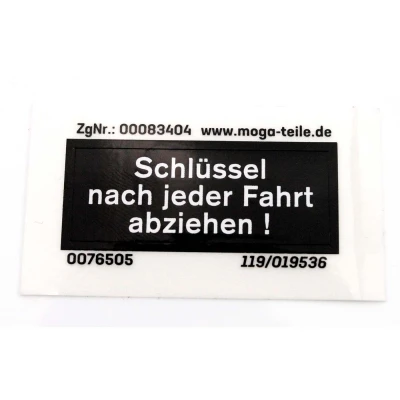 Kép: Műszerfal matrica mérete 40/15mm szín fekete / fehér Hercules, Prima, M, HR Hobby Rider, K 50, MK, KX, Ultra számára