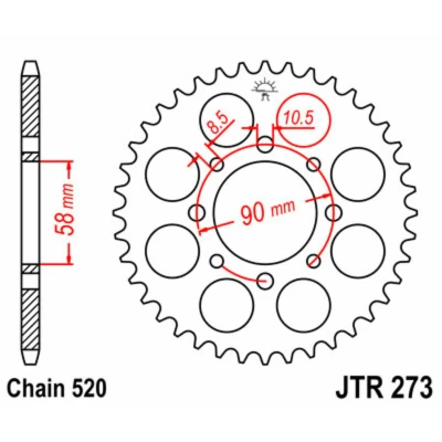 Kép: JT SPROCKETS Acél Standard Hátsó Láncszerkezet 273 520