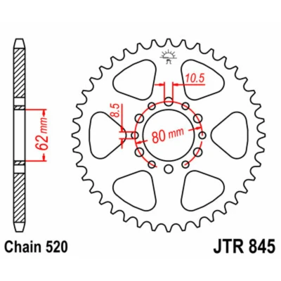 Kép: JT SPROCKETS Acél Standard Hátsó Láncsor 845 520
