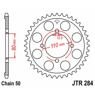 Kép: JT SPROCKETS Acél Standard Hátsó Láncszerkezet 284 530