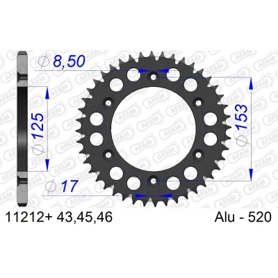 Kép: AFAM 11212+45 Lánckerék 45