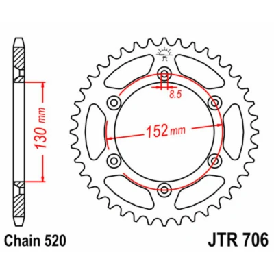 Kép: JT SPROCKETS Acél Standard Hátsó Láncsor 706 520