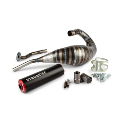 Kép: Kipufogó Stage6 80 90cc CNC piros / fekete HM Moto Vent Beta RR