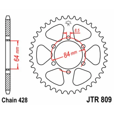 Kép: JT SPROCKETS Acél Standard Hátsó Láncsor 809 428