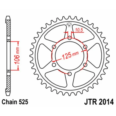 Kép: JT SPROCKETS acél standard hátsó lánckerék 2014 525