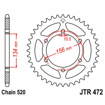 Kép: JT SPROCKETS Acél Standard Hátsó Láncszerkezet 472 520