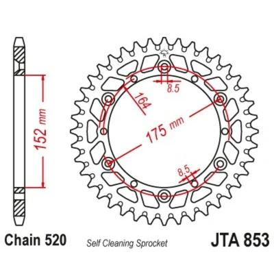 Kép: JT SPROCKETS Alumínium Ultra Könnyű Öntisztító Hátsó Láncszem 853 520
