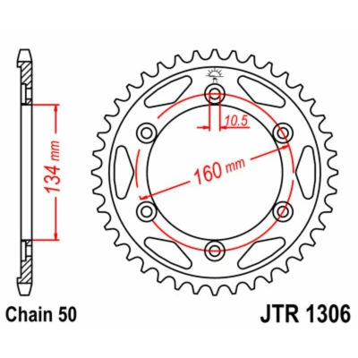 Kép: JT SPROCKETS Acél Standard Hátsó Láncsor 1306 530