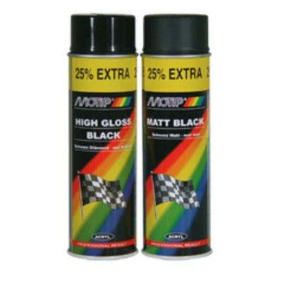 Kép: MOTIP 04006 lakk 1K 500 Kompakt yellow glossy 400 ml Black matt