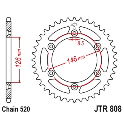 Kép: JT SPROCKETS Acél Öntisztító Hátsó Láncszem 808 520
