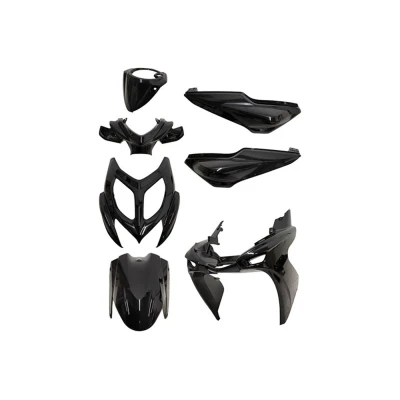 Kép: 7 darabos fényes fekete burkolatkészlet Yamaha Aerox, MBK Nitro 2013 2017 hez