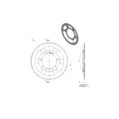 Kép: Hátsó lánckerék 56 fogú MBK 51 V / 41 (94 mm átmérő)