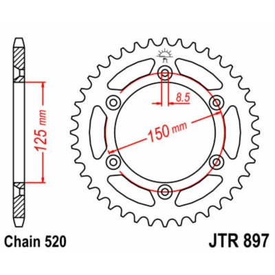 Kép: JT SPROCKETS Acél Standard Hátsó Láncszem 897 520