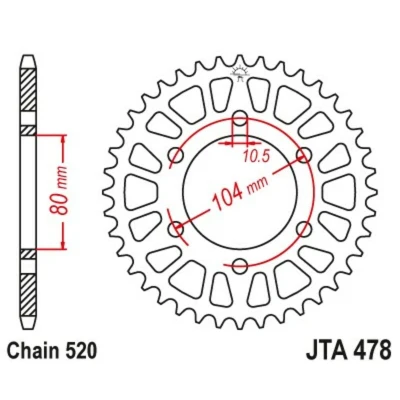 Kép: JT SPROCKETS Alumínium Ultra Könnyű Öntisztító Hátsó Láncszem 478 520