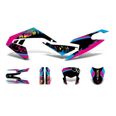 Kép: Dekor / matricakészlet fekete rózsaszín kék matt Aprilia RX50 2018 Euro4 hez