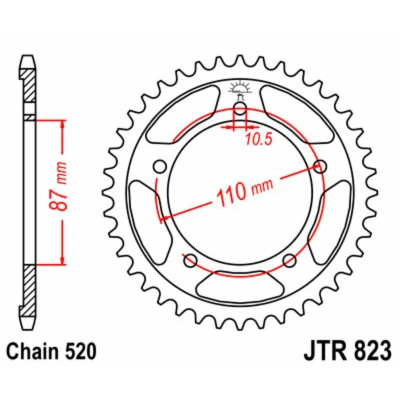 Kép: JT SPROCKETS Acél Standard Hátsó Láncszerkezet 823 520