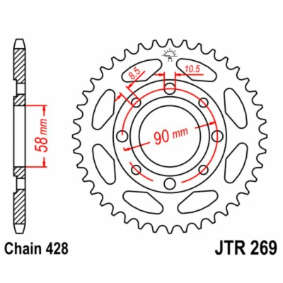 Kép: JT SPROCKETS Acél Standard Hátsó Láncsor 269 428