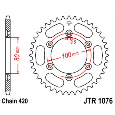 Kép: JT SPROCKETS Acél Standard Hátsó Láncsor 1076 420