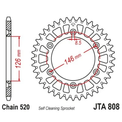Kép: JT SPROCKETS Alumínium Ultra Könnyű Öntisztító Hátsó Láncszem 808 520