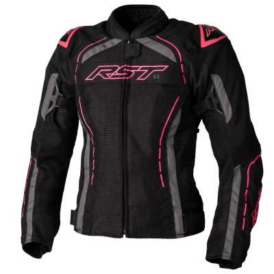 Kép: RST Női S1 Mesh CE Textil Dzseki Fekete/Neon Rózsaszín Méret XL