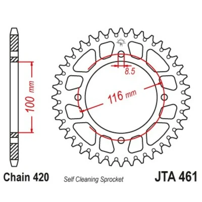 Kép: JT SPROCKETS Alumínium Ultra Könnyű Öntisztító Hátsó Láncszem 461 420