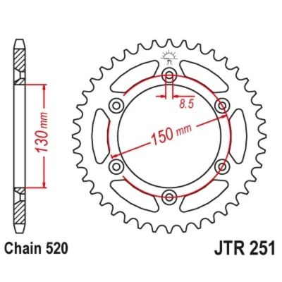 Kép: JT SPROCKETS Acél Öntisztító Hátsó Láncsor 251 520
