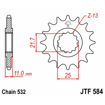 Kép: JT SPROCKETS Acél Standard Első Lánckerék 584 532